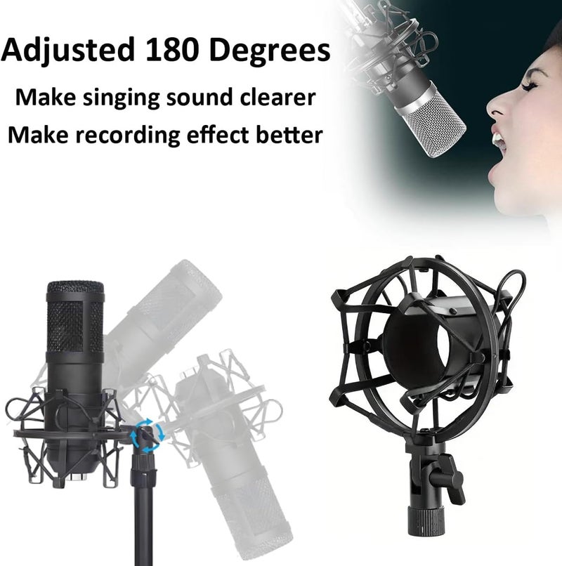 LKRXW 48-53mm Microphone Shock Mount Anti Vibration Mic Suspension Mount Aluminum Alloy Condenser Microphones Holder Clip with Metal Screw Adapter Isolation Absorber Studio - Image 5